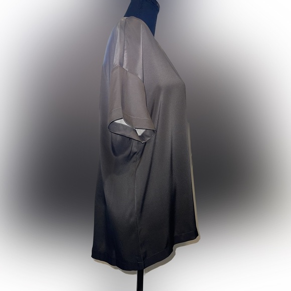 NWT - Badgley Mischka 100% SILK Grey/Black Ombré Silk Hi/Low Lounge Top - Picture 2 of 9